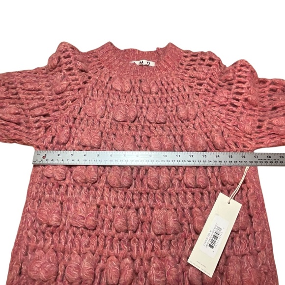 AMO Baby Alpaca Merino Wool Blend ‘JANE” Raglan Crochet Pullover Sweater M NWT - Picture 6 of 12